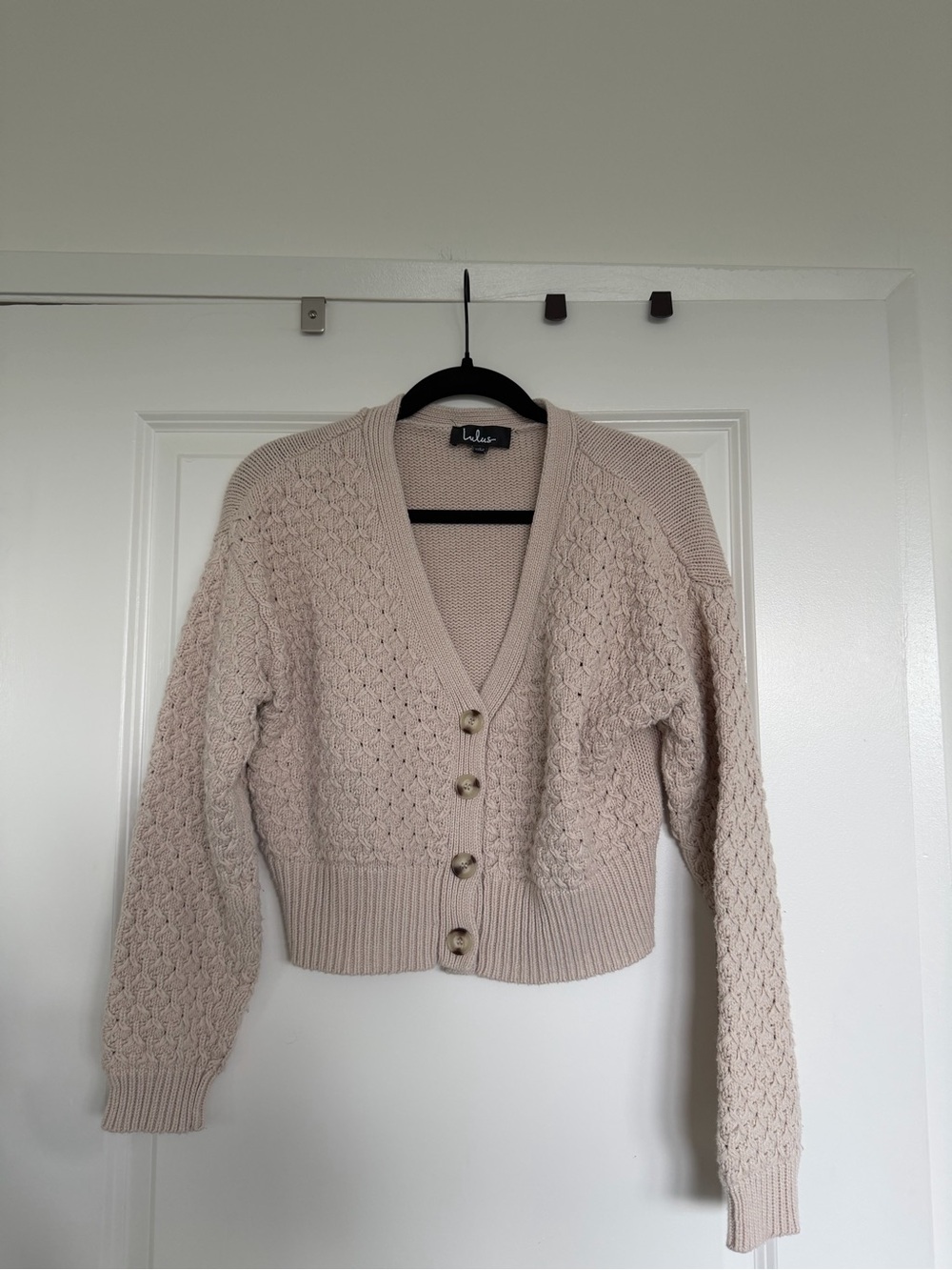 Lulus Cream Textured Knit Button-Front Cardigan